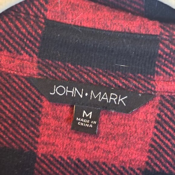 John Mark Blouse Women's Size Medium Plaid Flannel Button Down Red Black - Picture 3 of 4